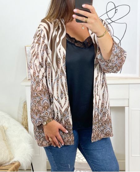 LARGE SIZE KIMONO PRINTS 2692 CAMEL