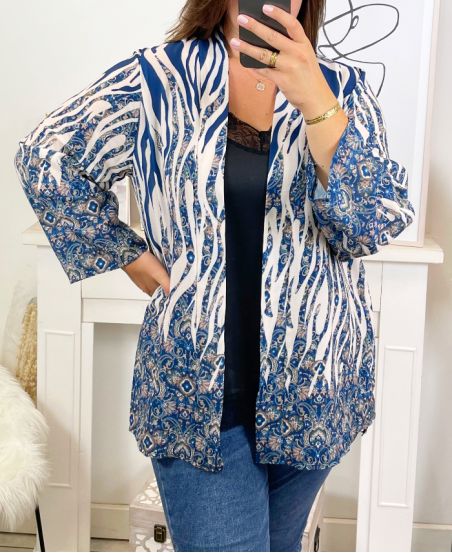 LARGE SIZE KIMONO PRINTS 2692 ROYAL BLUE