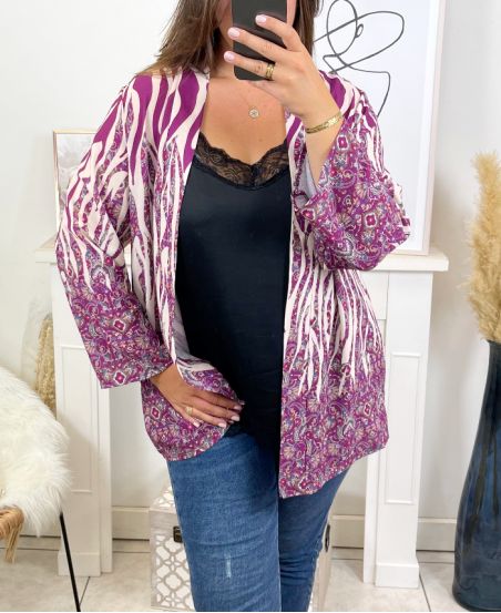 LARGE SIZE KIMONO PRINTS 2692 PURPLE
