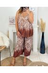 PLUS SIZE CAMISOLE TOP SET WITH CHIC MATCHING PANTS 1000 BROWN