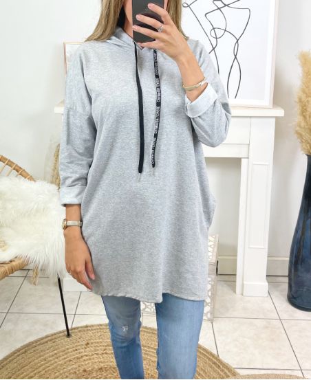 Lange HOODED SWEATSHIRT B1049 grijs