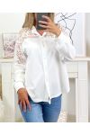 BLOUSE WITH LACE SU113 WHITE