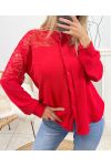 BLOUSE WITH LACE SU113 RED