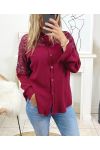 BLOUSE WITH LACE SU113 BURGUNDY