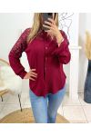 BLOUSE WITH LACE SU113 BURGUNDY