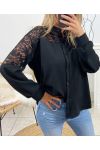 BLOUSE WITH LACE SU113 BLACK