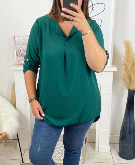 PLUS SIZE LONG FLOWING TUNIC 2313 MILITARY GREEN