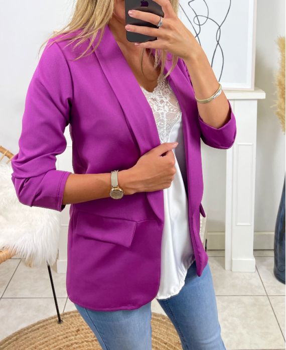 BLAZER JACKET WITH ROLLED UP SLEEVES 88833 PURPLE