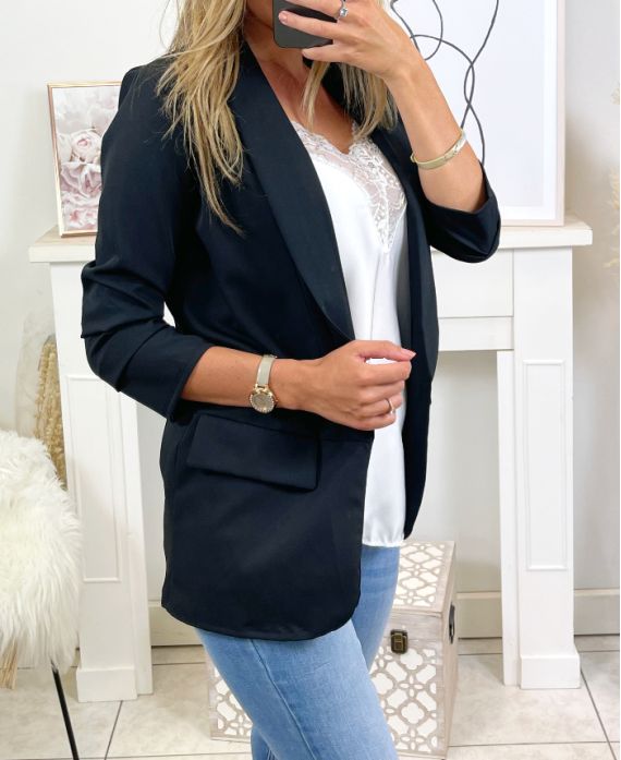 BLAZER JACKET WITH ROLLED UP SLEEVES 88833 BLACK