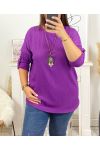 PLUS SIZE T-SHIRT WITH NECKLACE OFFERED 17038 PURPLE