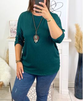 PLUS SIZE T-SHIRT WITH NECKLACE OFFERED 17038 EMERALD GREEN