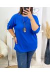 PLUS SIZE T-SHIRT WITH NECKLACE OFFERED 17038 ROYAL BLUE
