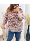 PLUS SIZE GEPLOOIDE BEDRUKTE TUNIEK 17215 CAMEL