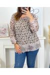 PLUS SIZE PLEATED PRINTED TUNIC 17215 KHAKI