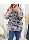 PLUS SIZE GEPLOOIDE BEDRUKTE TUNIEK 17215 ZWART