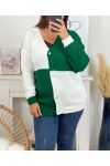 GRANDE TAILLE GILET BI-COLORE 22008 VERT EMERAUDE