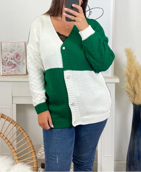 GRANDE TAILLE GILET BI-COLORE 22008 VERT EMERAUDE