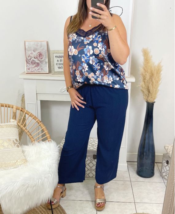 GRANDE TAILLE PANTALON FLUIDE 9376 BLEU MARINE