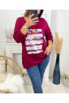 GRANDE TAILLE T-SHIRT IMPRIME FASHION 19010 BORDEAUX