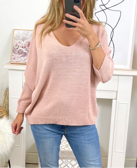 SWEATER OVER MESH 8066 PINK