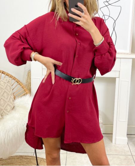OVERSIZED TUNIEK JURK MET RIEM 1941 BORDEAUX