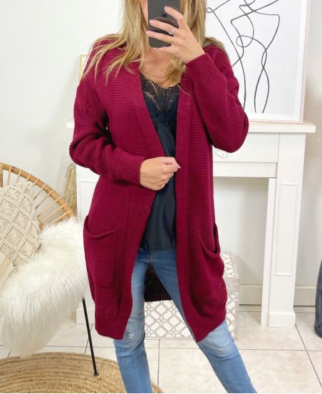 LONG MESH VEST SH03 BORDEAUX